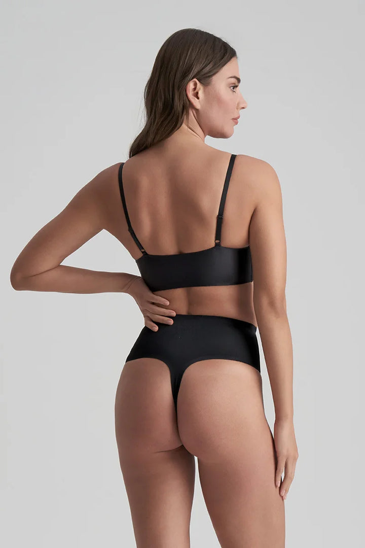 ByeBra - Invisible Shapewear Light Support Invisible Mid Waist Thong Black