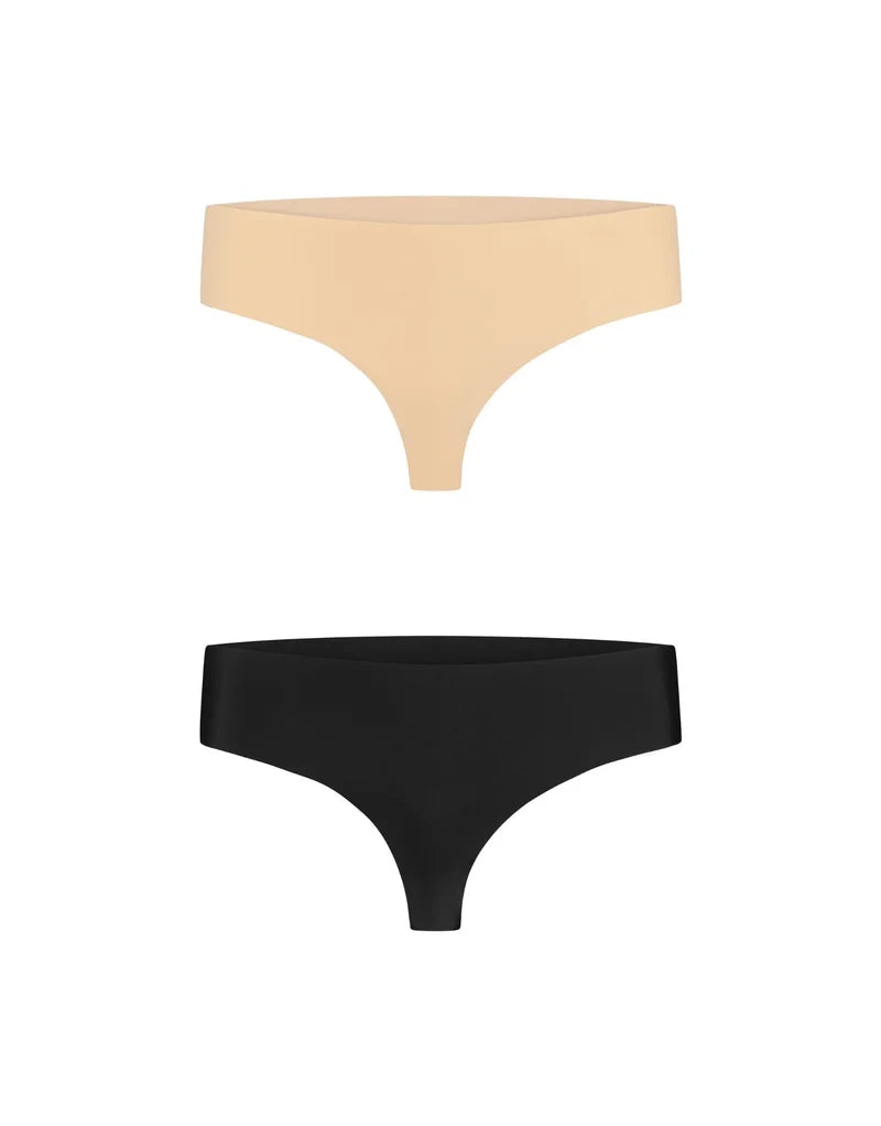 ByeBra - Bum Lifts & Underwear 2- Pack Invisible Thong Beige & Black
