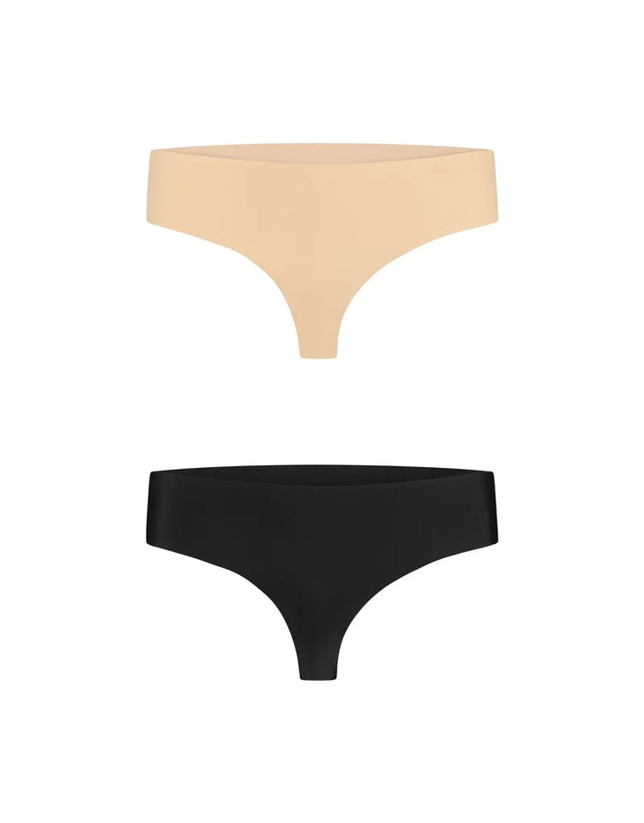 ByeBra - Bum Lifts & Underwear 2- Pack Invisible Thong Beige & Black