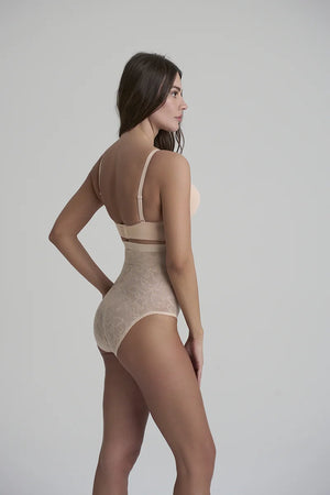 ByeBra - Lacy Shapewear Lacy High Waist Shaping Brief Beige