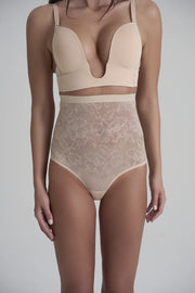 ByeBra - Lacy Shapewear Lacy High Waist Shaping Brief Beige