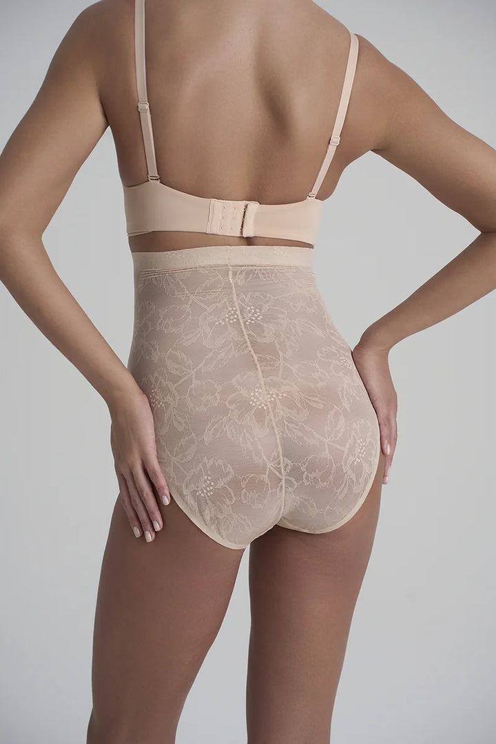 ByeBra - Lacy Shapewear Lacy High Waist Shaping Brief Beige