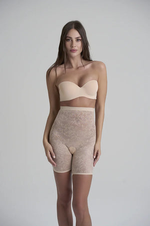 ByeBra - Lacy Shapewear Lacy High Waist Shaping Short Beige