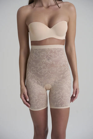 ByeBra - Lacy Shapewear Lacy High Waist Shaping Short Beige
