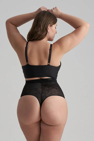 ByeBra - Lacy Shapewear Lacy High Waist Shaping Thong Black
