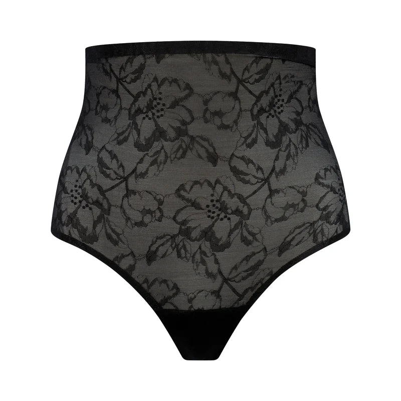ByeBra - Lacy Shapewear Lacy High Waist Shaping Thong Black