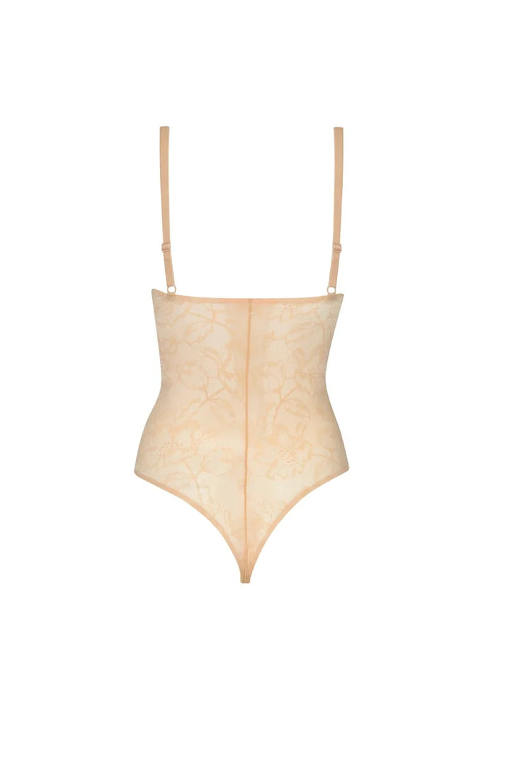 ByeBra - Lacy Shapewear Lacy Open Bust Bodysuit Beige
