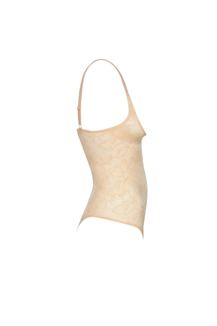 ByeBra - Lacy Shapewear Lacy Open Bust Bodysuit Beige