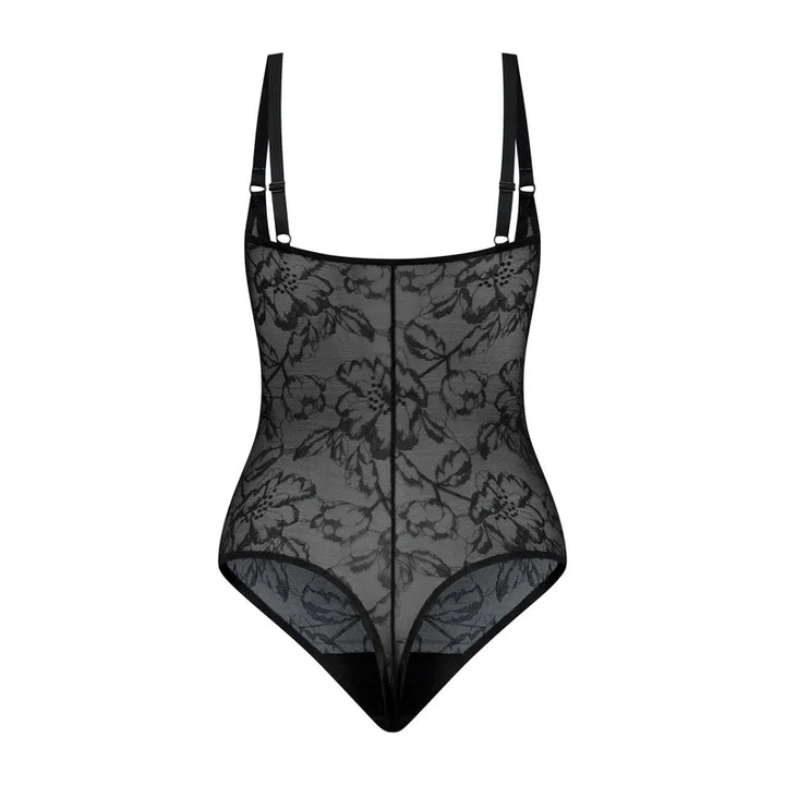 ByeBra - Lacy Shapewear Lacy Open Bust Bodysuit Black