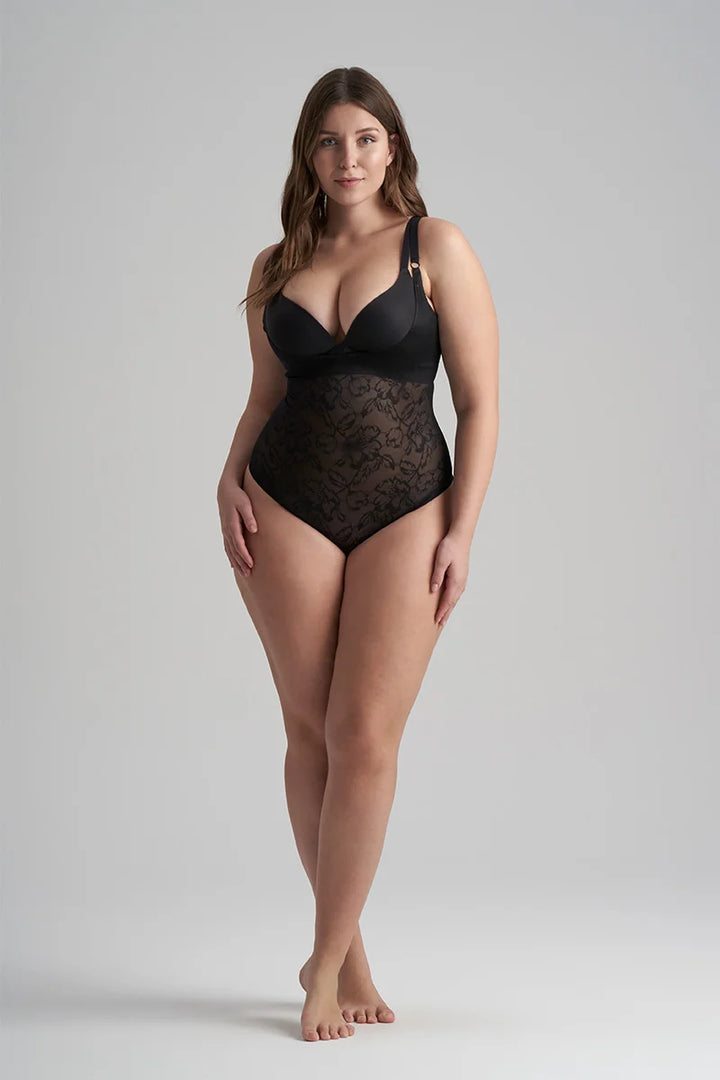 ByeBra - Lacy Shapewear Lacy Open Bust Bodysuit Black