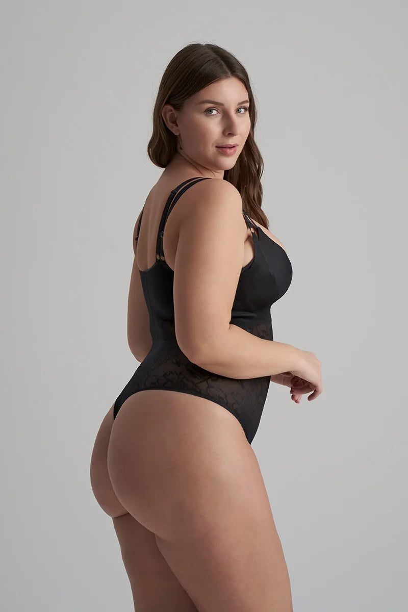 ByeBra - Lacy Shapewear Lacy Open Bust Bodysuit Black