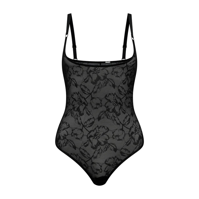 ByeBra - Lacy Shapewear Lacy Open Bust Bodysuit Black