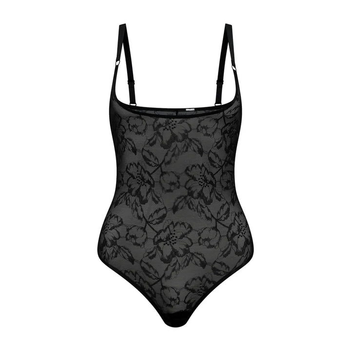 ByeBra - Lacy Shapewear Lacy Open Bust Bodysuit Black