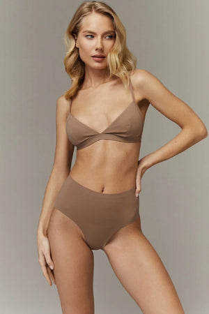 Aruelle - Lottie Hi Waist Brazilian Panty With Mesh Back Choco