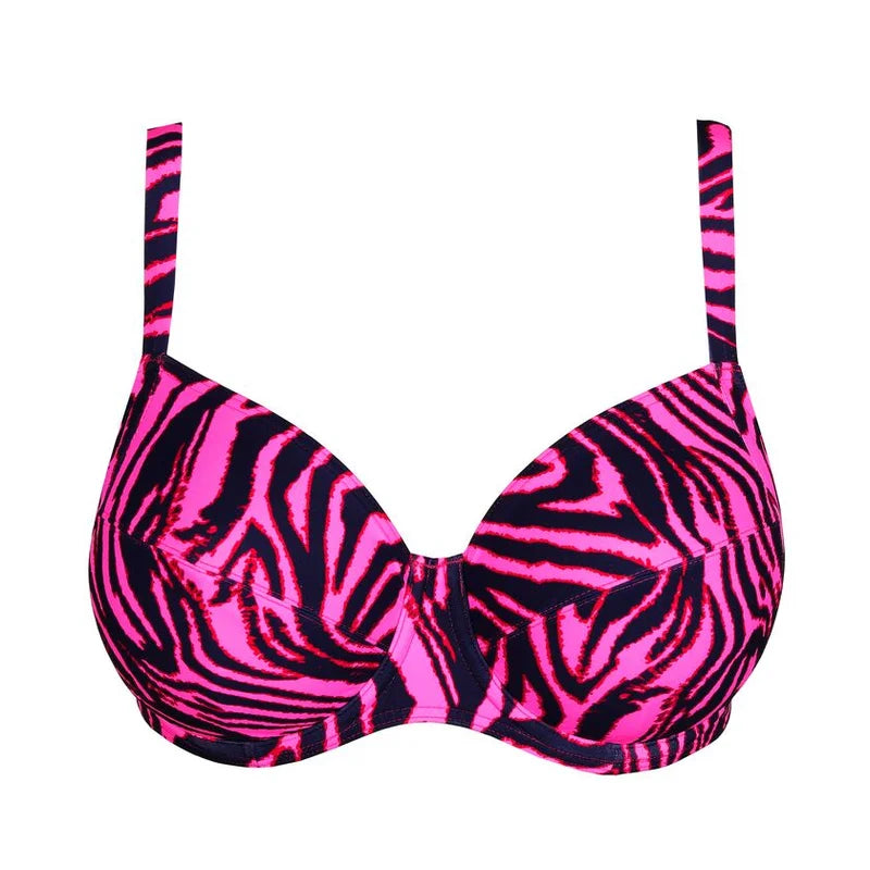 PrimaDonna Swimwear - Malabo Full Cup Bikini Top Hot Pink Zebra