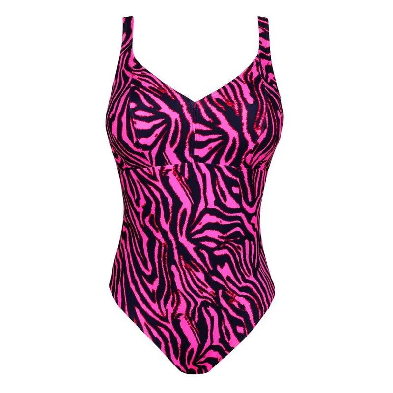 PrimaDonna Swimwear - Malabo Plunge Swimsuit Wireless Hot Pink Zebra