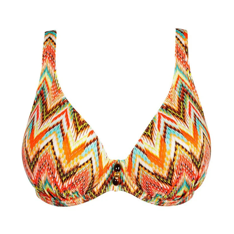 PrimaDonna Swimwear - Tubou Half Padded Plunge Bikini Top Ikat Summer