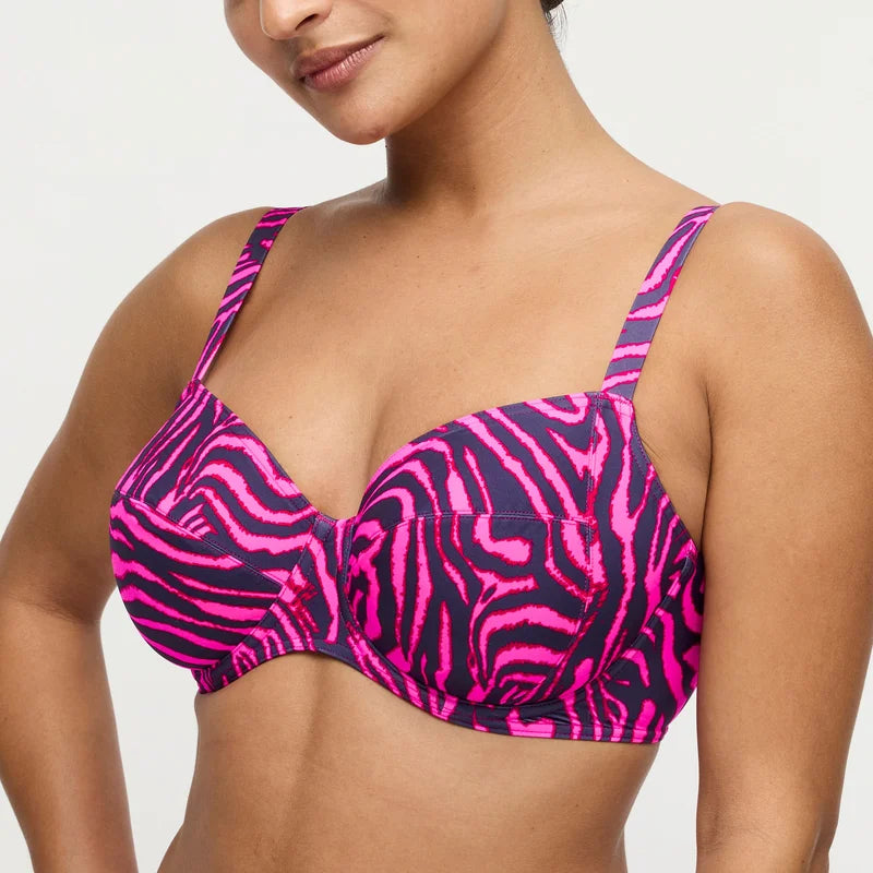 PrimaDonna Swimwear - Malabo Full Cup Bikini Top Hot Pink Zebra
