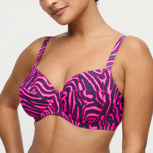 PrimaDonna Swimwear - Malabo Full Cup Bikini Top Hot Pink Zebra
