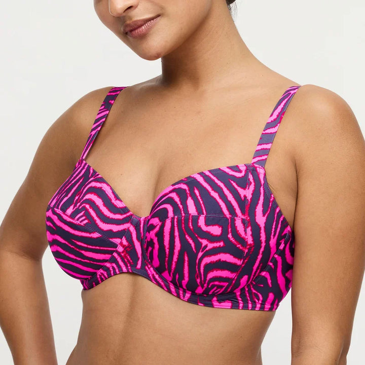 PrimaDonna Swimwear - Malabo Full Cup Bikini Top Hot Pink Zebra
