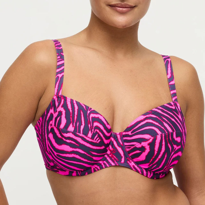 PrimaDonna Swimwear - Malabo Full Cup Bikini Top Hot Pink Zebra