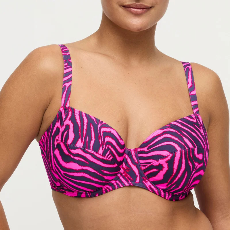 PrimaDonna Swimwear - Malabo Full Cup Bikini Top Hot Pink Zebra