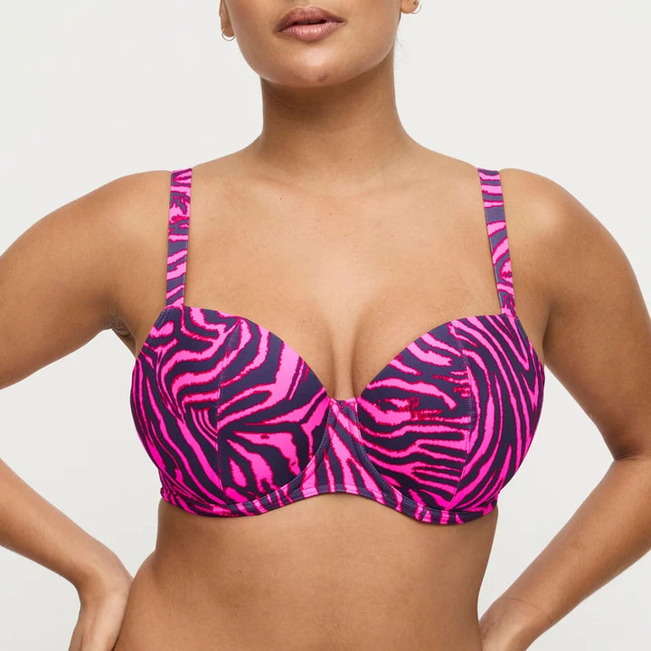 PrimaDonna Swimwear - Malabo Padded Balcony Bikini Top Hot Pink Zebra