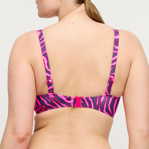 PrimaDonna Swimwear - Malabo Padded Plunge Bikini Top Hot Pink Zebra