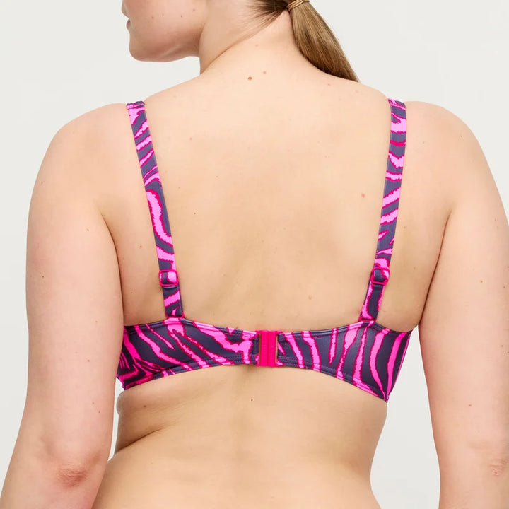 PrimaDonna Swimwear - Malabo Padded Plunge Bikini Top Hot Pink Zebra