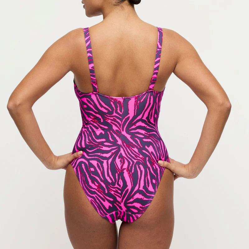 PrimaDonna Swimwear - Malabo Plunge Swimsuit Wireless Hot Pink Zebra