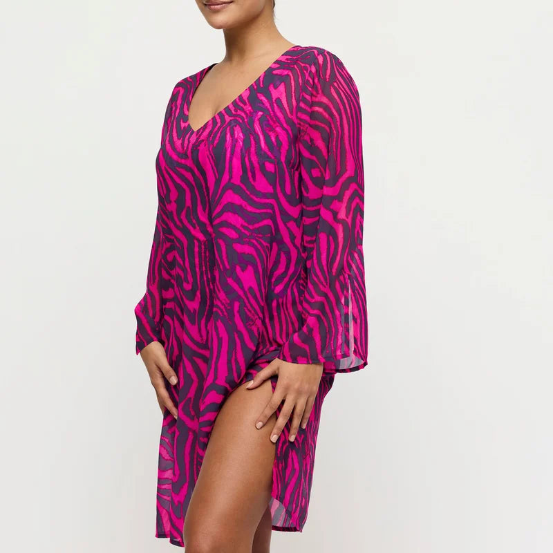 PrimaDonna Swimwear - Malabo Swimwear Kaftan Hot Pink Zebra