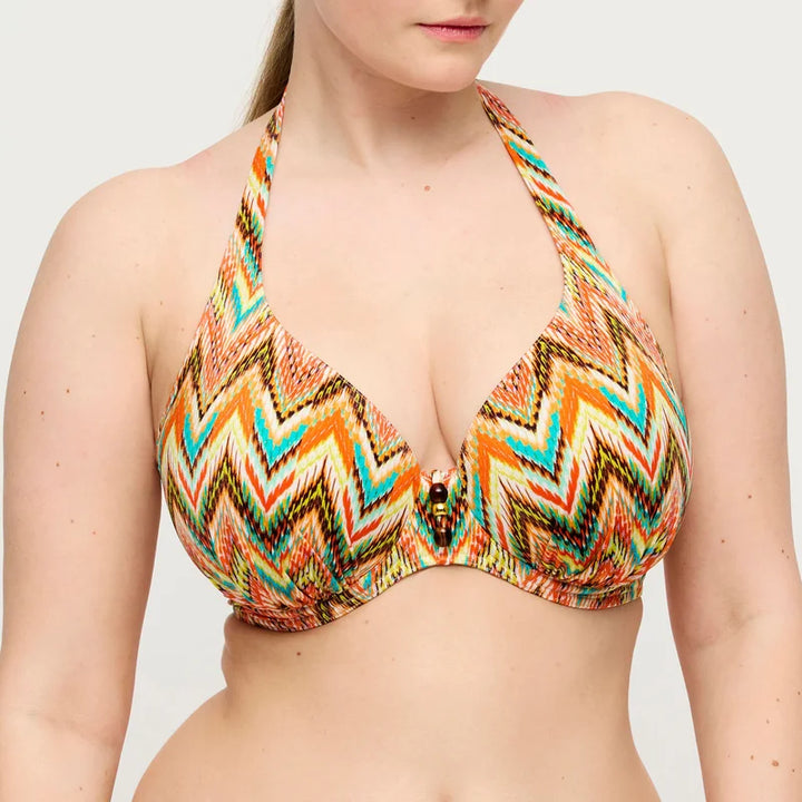 PrimaDonna Swimwear - Tubou Half Padded Plunge Bikini Top Ikat Summer