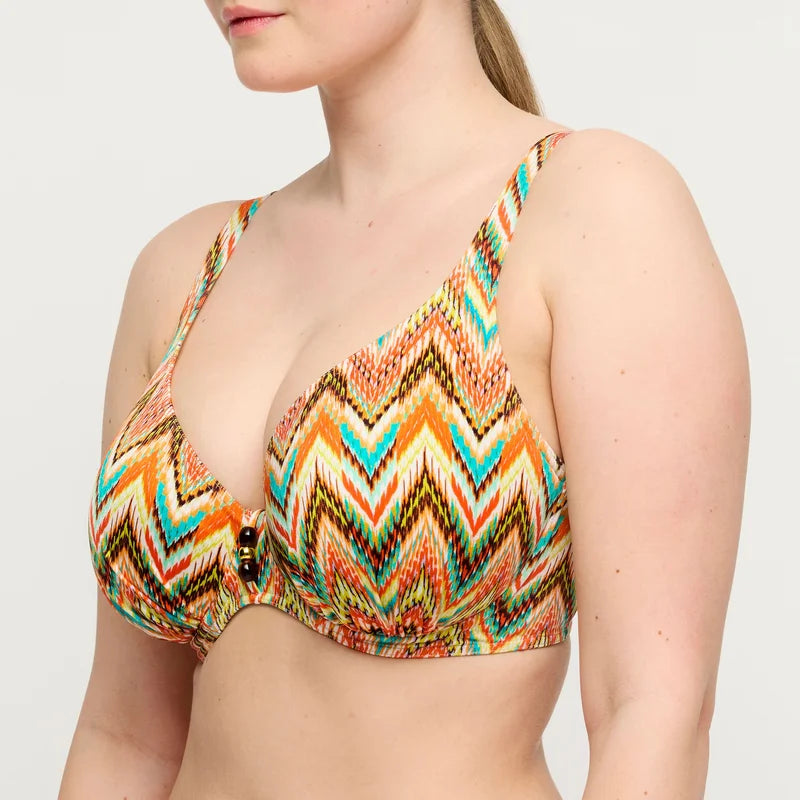 PrimaDonna Swimwear - Tubou Half Padded Plunge Bikini Top Ikat Summer