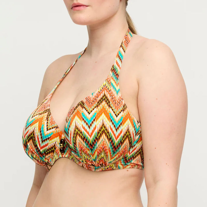 PrimaDonna Swimwear - Tubou Half Padded Plunge Bikini Top Ikat Summer