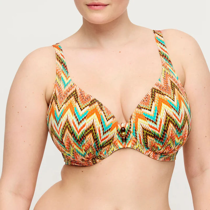 PrimaDonna Swimwear - Tubou Half Padded Plunge Bikini Top Ikat Summer