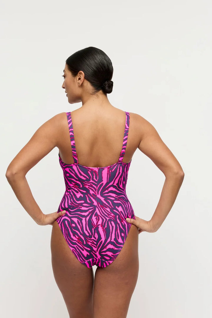 PrimaDonna Swimwear - Malabo Plunge Swimsuit Wireless Hot Pink Zebra