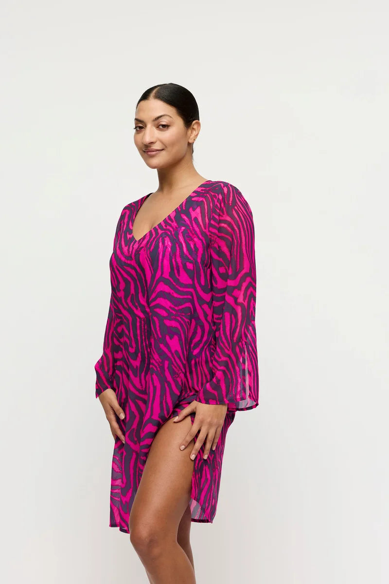 PrimaDonna Swimwear - Malabo Swimwear Kaftan Hot Pink Zebra