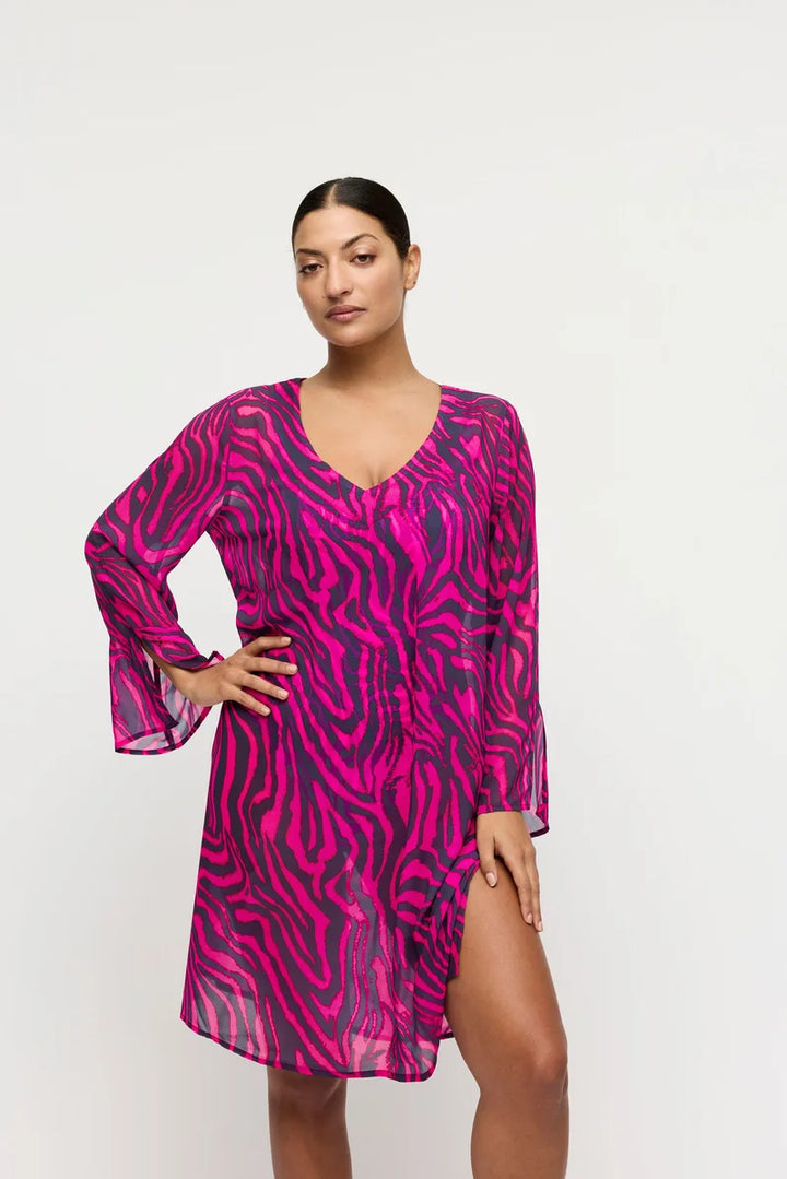 PrimaDonna Swimwear - Malabo Swimwear Kaftan Hot Pink Zebra