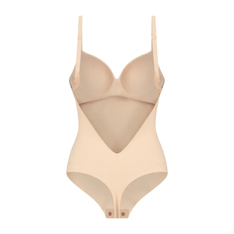 ByeBra - Low Back Shapewear (Light Support) Low Back Bodysuit Thong Beige