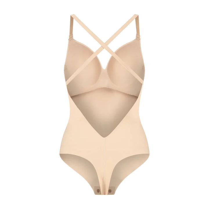 ByeBra - Low Back Shapewear (Light Support) Low Back Bodysuit Thong Beige