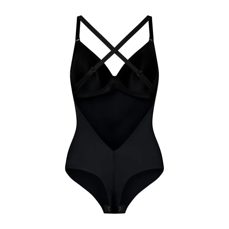 ByeBra - Low Back Shapewear (Light Support) Low Back Bodysuit Thong Black