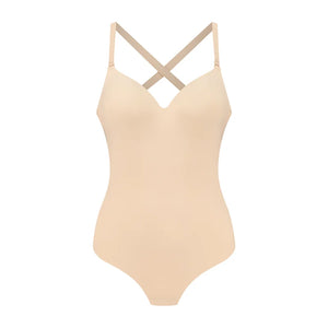 ByeBra - Low Back Shapewear (Light Support) Low Back Bodysuit Thong Beige