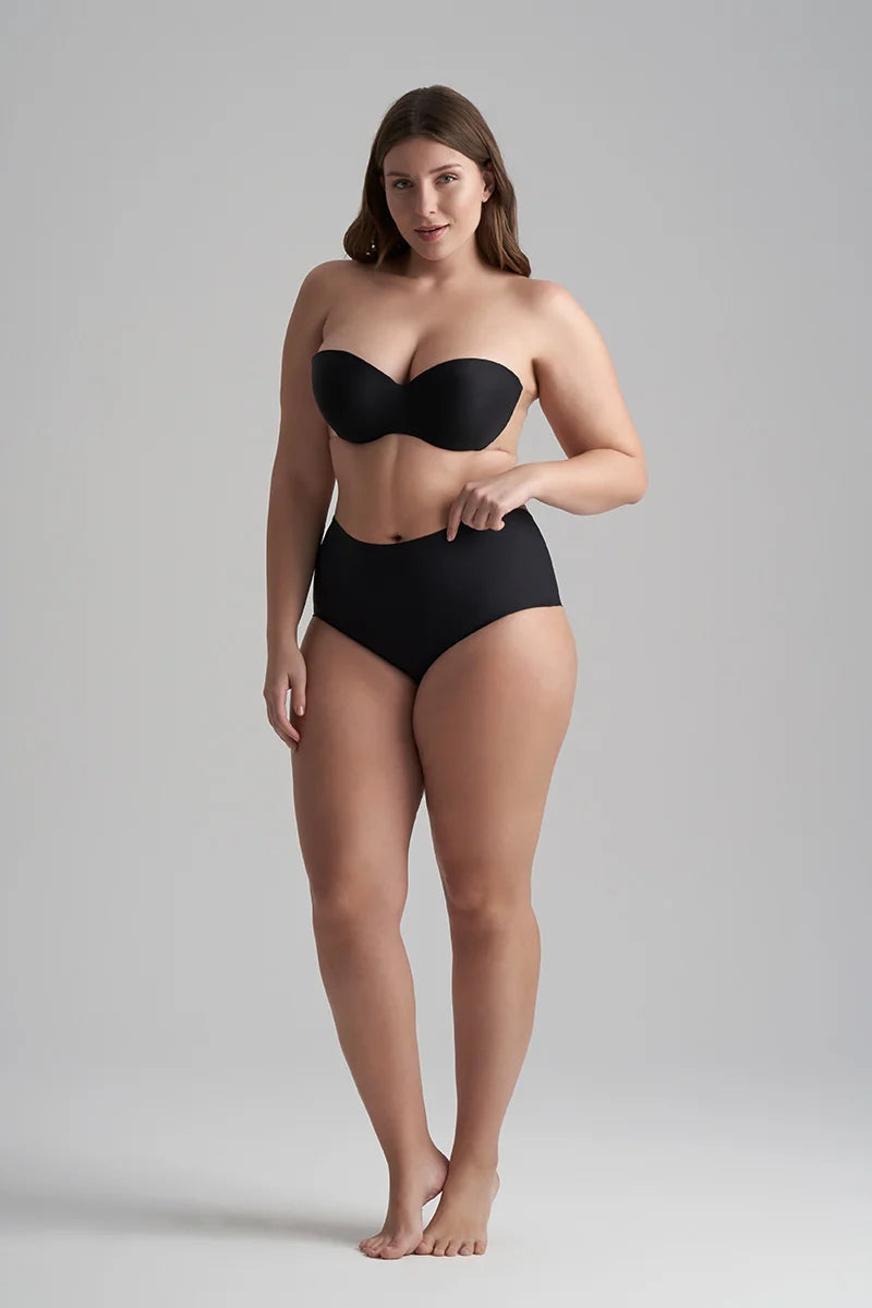 ByeBra - Low Back Shapewear (Light Support) Low Back Mid Waist Brief Black