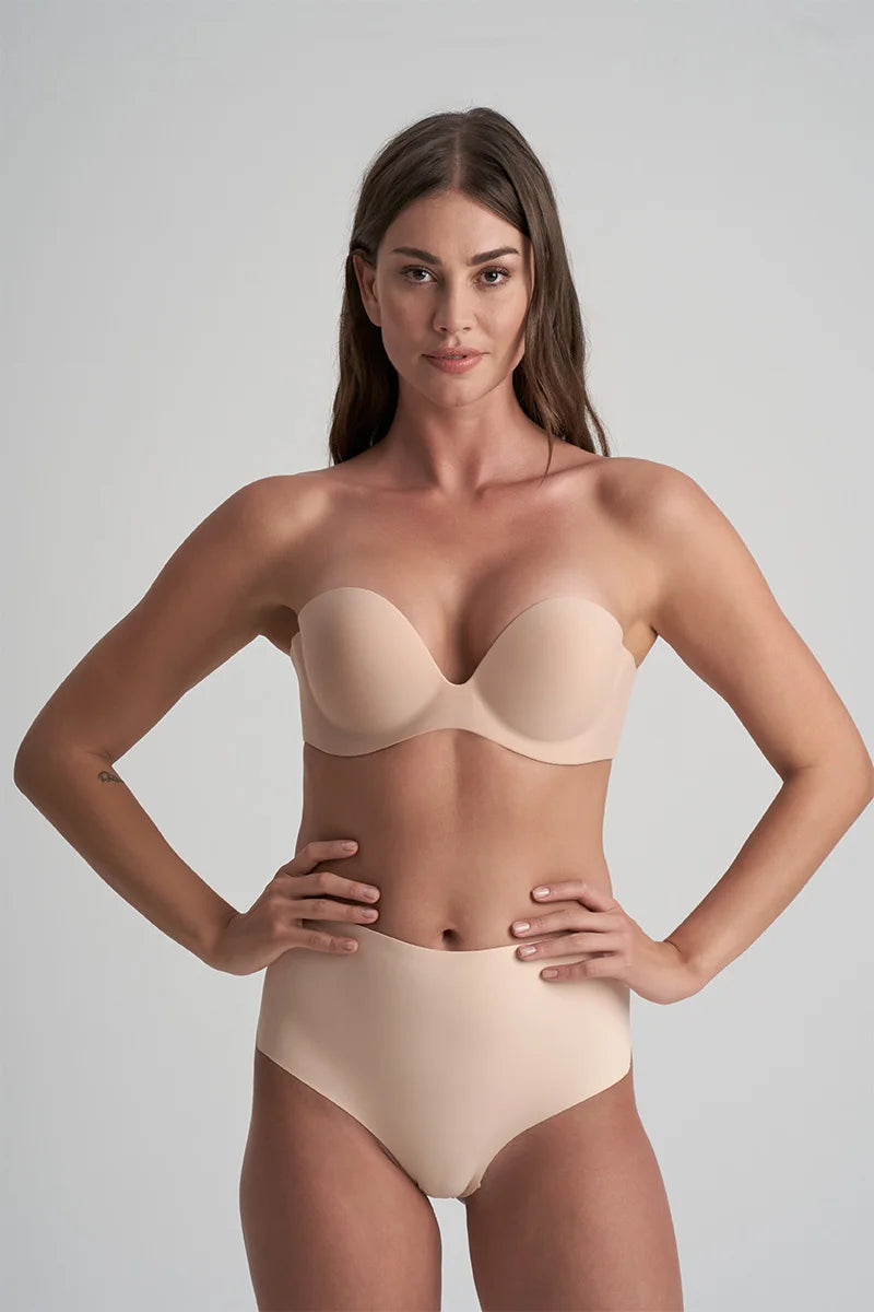 ByeBra - Low Back Shapewear (Light Support) Low Back Mid Waist Thong Beige