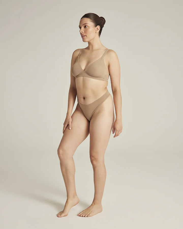 Nudea - Stretch Dipped Thong Dark Nude