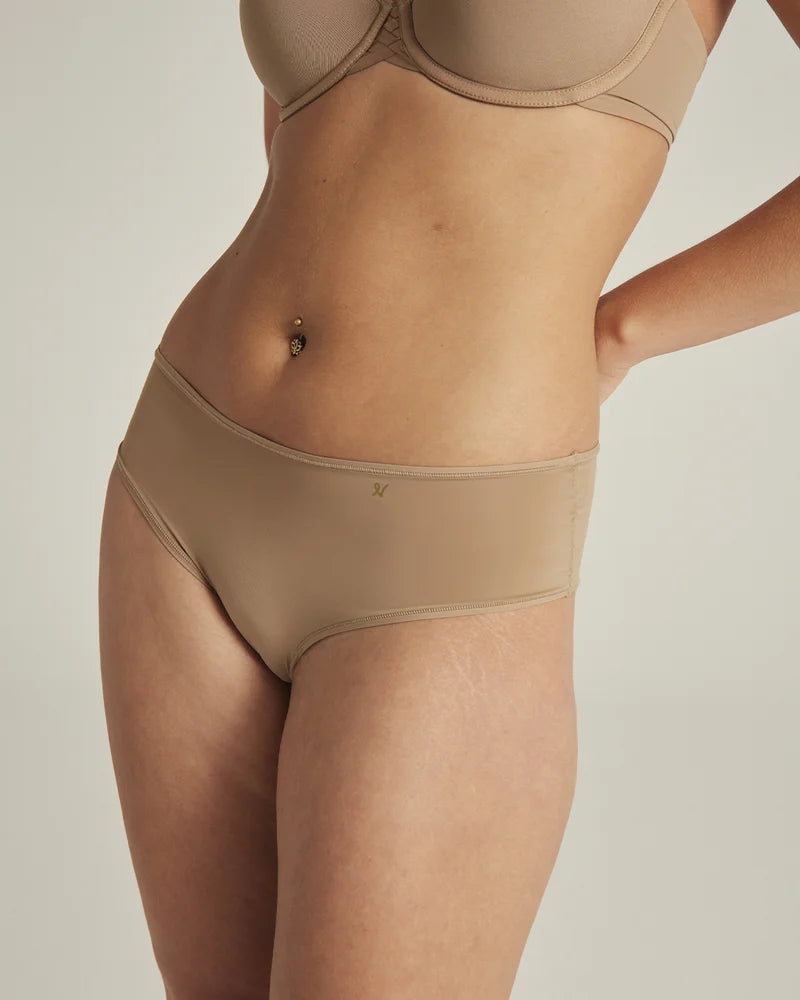 Nudea - Stretch Mid Rise Bikini Brief Dark Nude