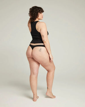 Nudea - Organic Cotton Dipped Thong 2 Pack Black