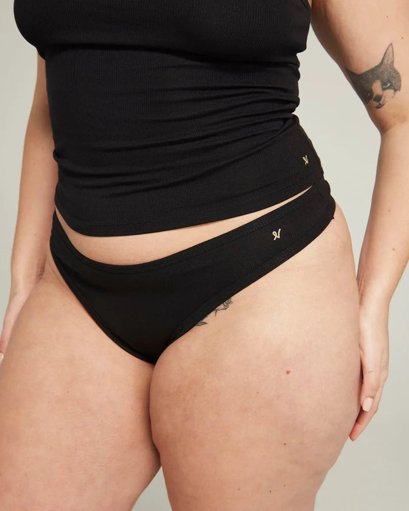 Nudea - Organic Cotton Dipped Thong 3 Pack Black