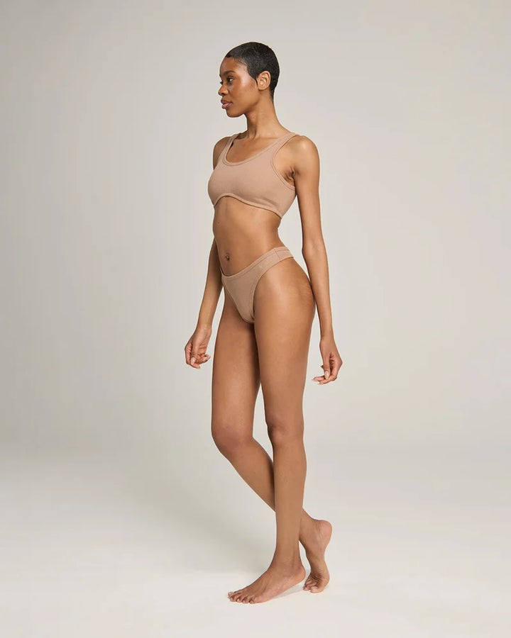 Nudea - Organic Cotton Dipped Thong 2 Pack Mocha