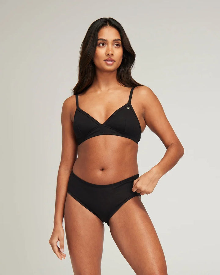 Nudea - Organic Cotton Easy Does It Bralette 2 Pack Black & White